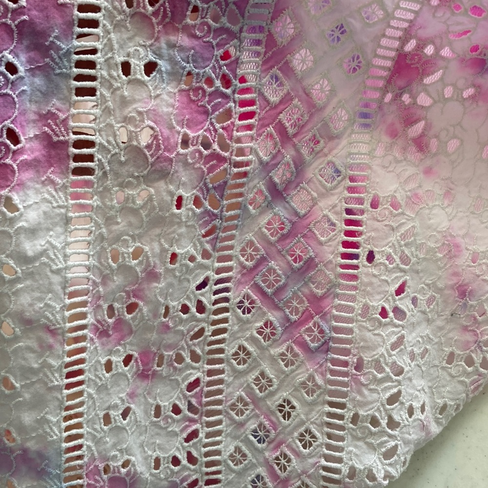 J. Crew Pink & White Tie Dye Crewneck: Lace Back - Picture 6 of 6